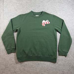 Peanuts Snoopy Sweatshirt Mens M Green Candy Cane Holiday Crewneck Graphic